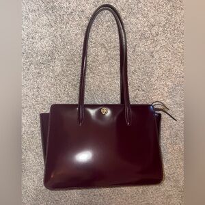 Tory Burch Robinson Tote Bag Burgundy Spazzolato Leather